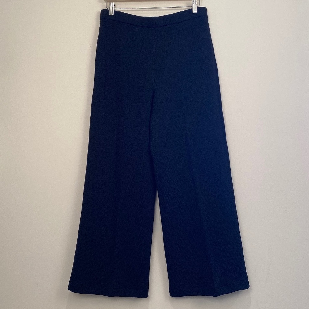 80s Vintage St. John Collection Santana Knit Wide Leg Black Pants